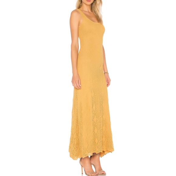 Ronny Kobo Alonia Maxi Dress Medium Gold Yellow Crochet Knit Boho Resort Travel - Picture 15 of 15